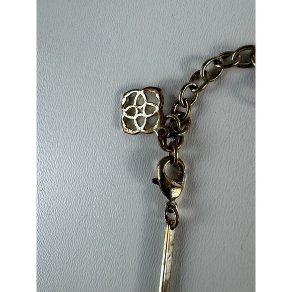 Kendra Scott Necklace Gold Tone Green Oval Pendant Adjustable 16" Womens Jewelry - Picture 4 of 9